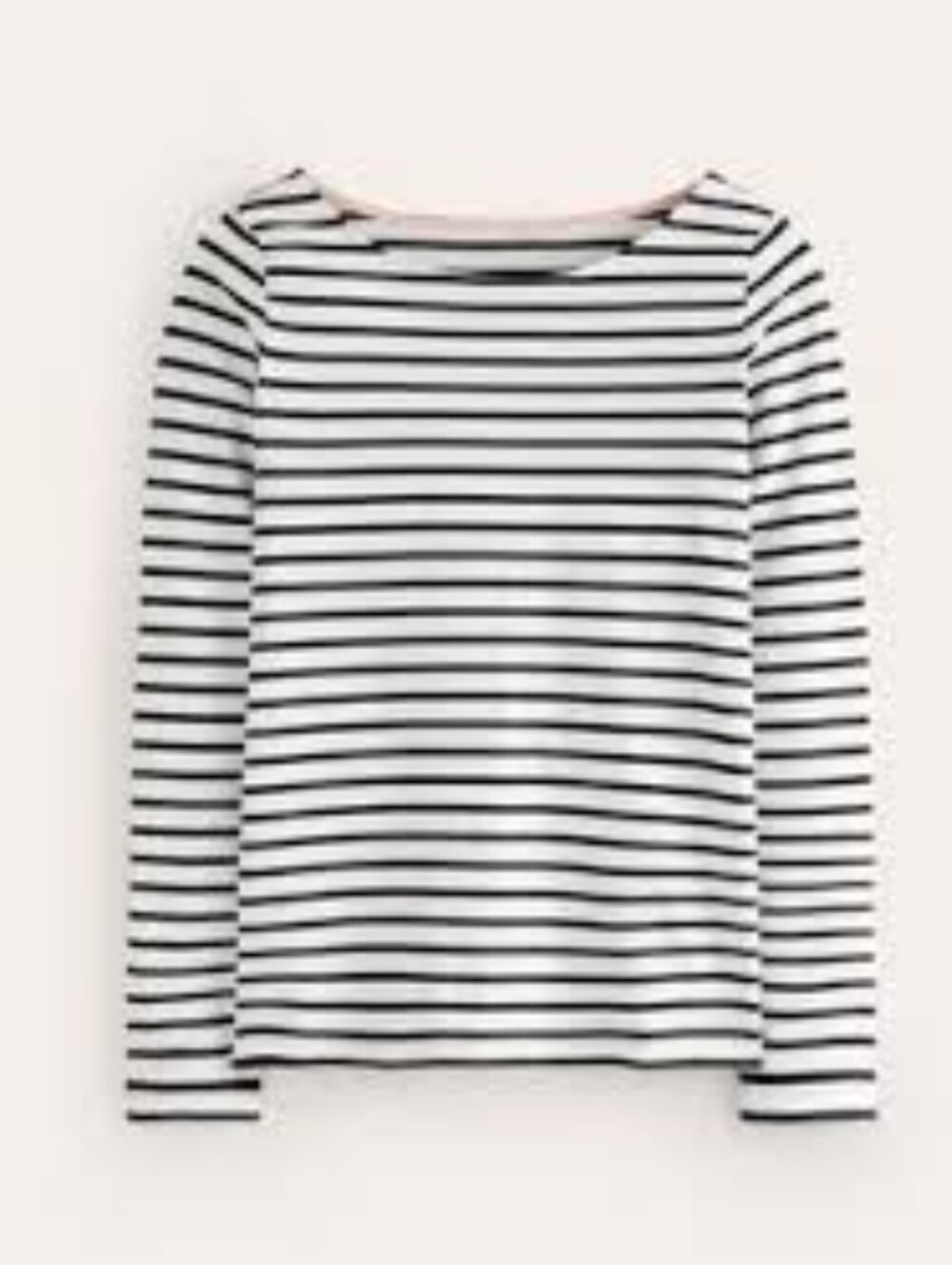 Boden Black and White Striped Long-Sleeve Boatneck Top